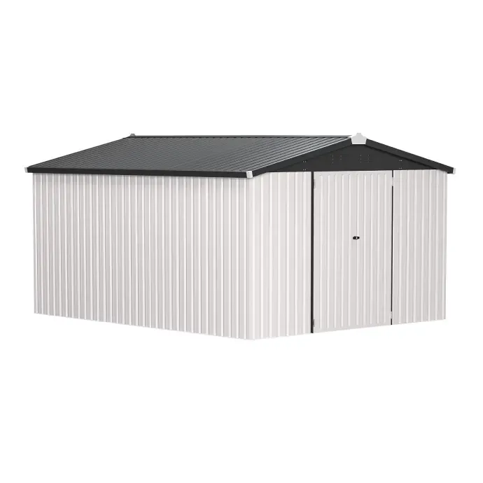AECOJOY 10'x14' Outdoor Storage Shed, White