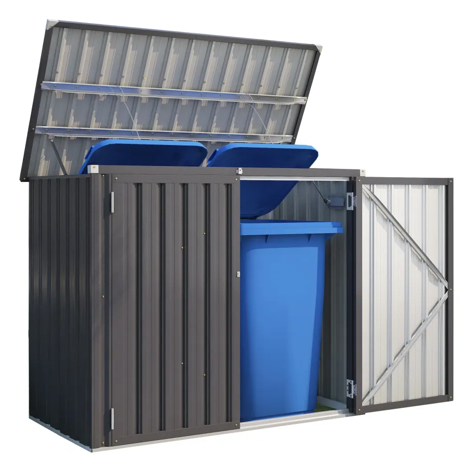 AECOJOY 46 Cu.Ft Outdoor Trash Can Storage Shed, Dark Grey