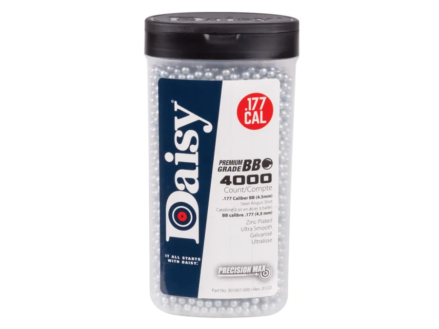 Daisy Premium Grade.177 Cal, 5.1 Grains, Zinc Plated BBs, 4000ct 0.177