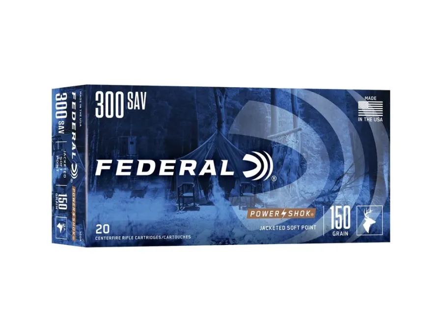 Federal Power-Shok Centerfire Rifle Cartridges,.300 Savage, 20