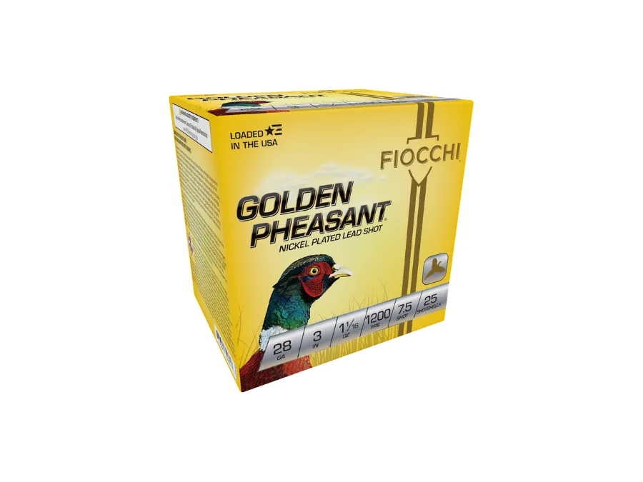 Fiocchi Golden Pheasant Shotshell Loads, 28 Gauge, 25
