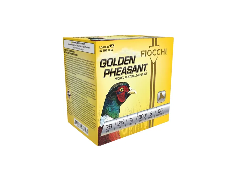 Fiocchi Golden Pheasant Shotshell Loads, 28 Gauge, 25
