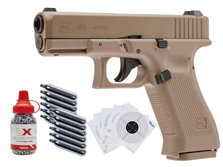 Glock 19X CO2 Blowback.177 BB Gun Kit, Tan 0.177