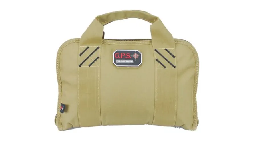 GPS Double Pistol Case w/ Mag Storage & Dump Cup, Tan