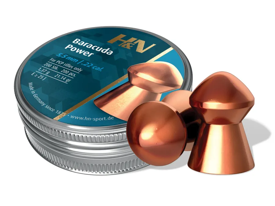 Haendler & Natermann H&N Baracuda Power,.22 Cal, 21.14 Grains, Round Nose, 200ct 0.22
