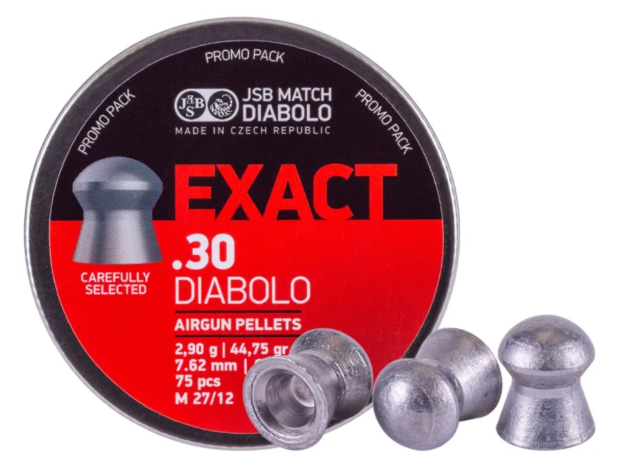 JSB Diabolo Exact Pellets,.30 Cal, 44.75 Grains, Domed, 75ct 0.30