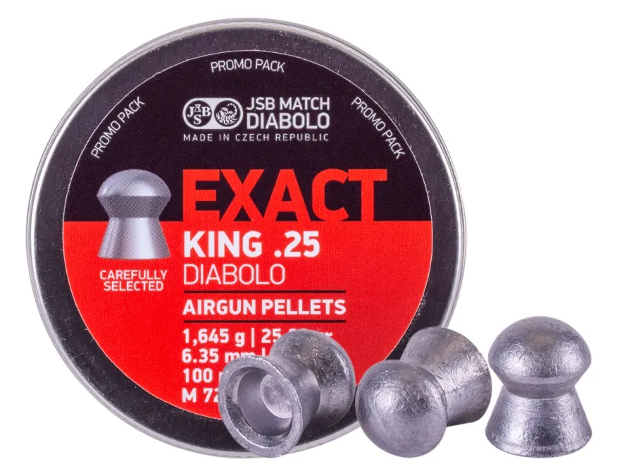 JSB Match Diabolo Exact King.25 Cal, 25.39 Grains, Domed, 100ct 0.25