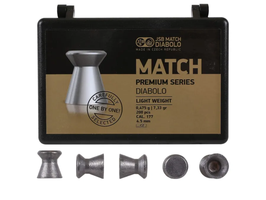 JSB Match Premium Light,.177 Cal, 7.33 Grains, Wadcutter, 200ct 0.177