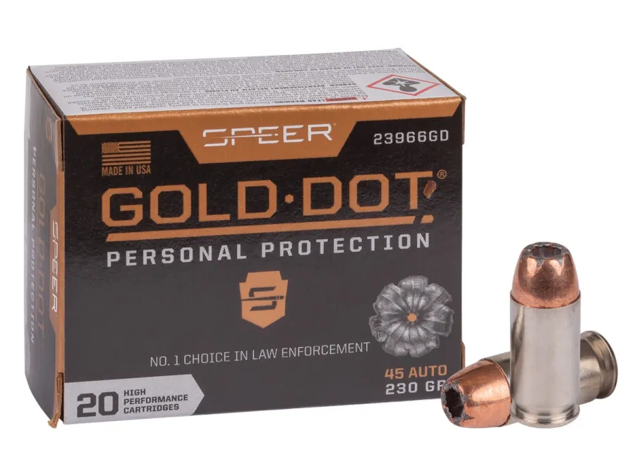Speer.45 Auto Gold Dot Handgun Personal Protection, 230gr, 20ct