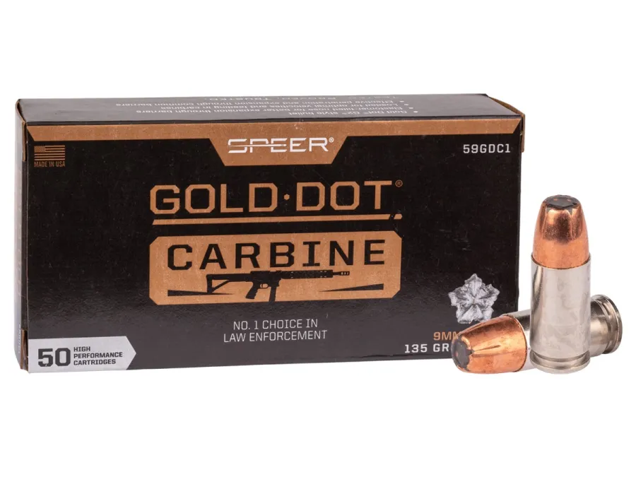 Speer 9mm Luger Gold Dot Carbine, 135gr, 50ct