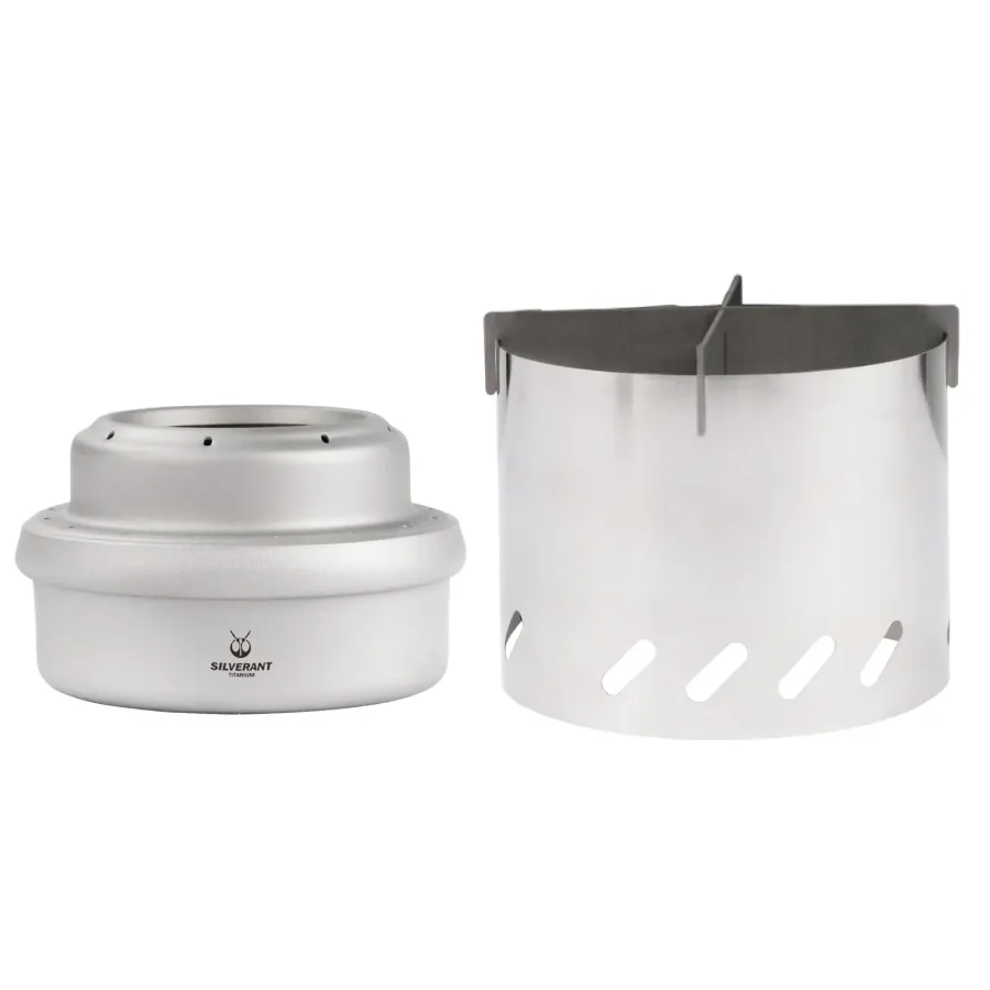 SilverAnt Ultralight Titanium Multi-Fuel Stove, Cross Stand & Windshield