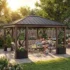 SUNJOY Beige+Dark Brown Replacement Canopy For Lakewood Soft Top Gazebo (10X12 Ft) L-GZ1165PST Sold At Big Lots