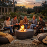 SUNJOY 38 Inch Oval Stainless Steel Smokeless Fire Pit with PVC Cover and Poker – Dot Grid & Gray