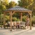 SUNJOY 9×9 Cedar Gazebo with Brown Metal Roof and Ceiling Hook