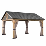 SUNJOY Replacement Curtains for 13 ft. x 15 ft. Wood-Framed Gable Roof Gazebos (W/Netting Tube)